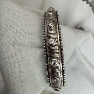 Judith Ripka hinged cuff bracelet with CZ stones